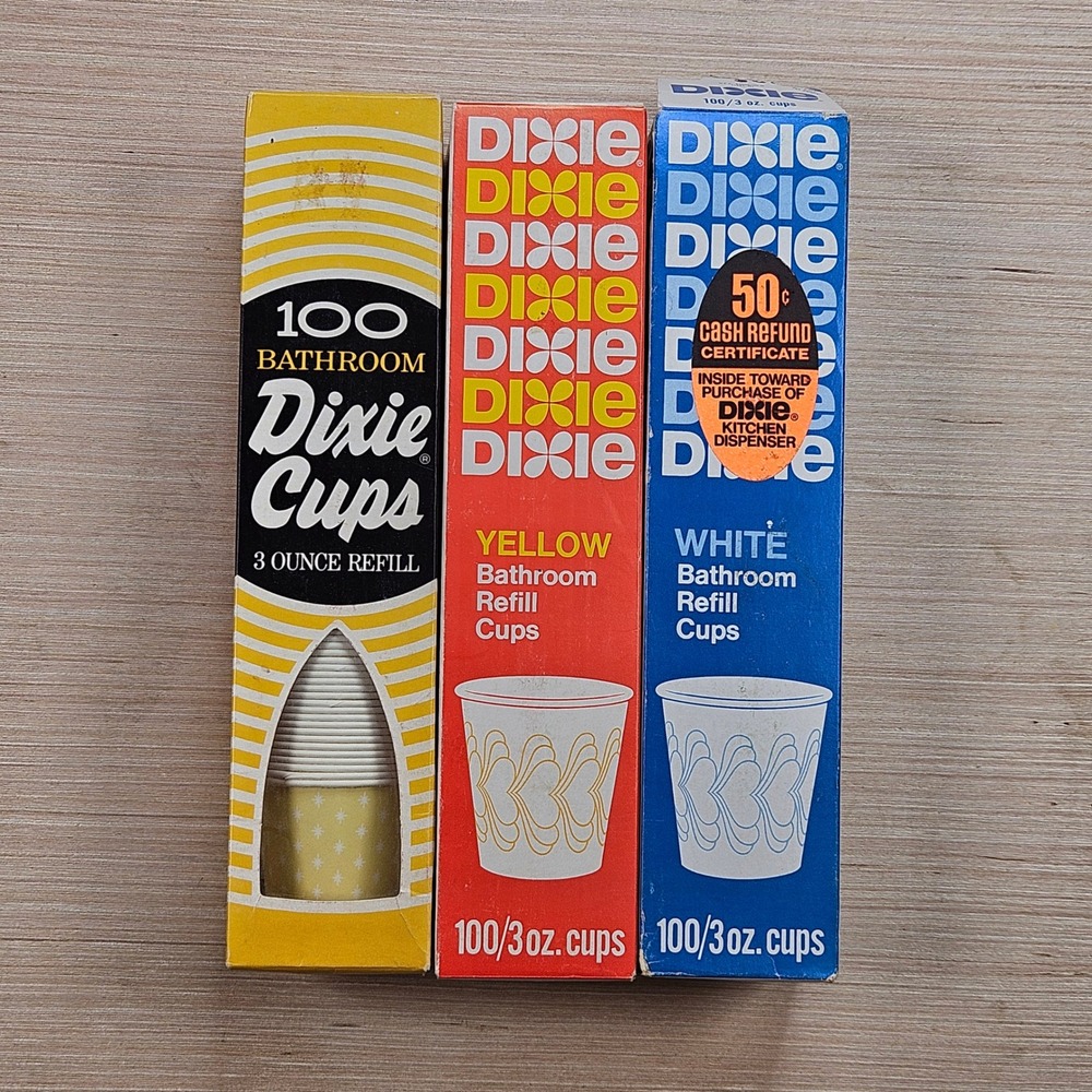 Dixie Bathroom Cups 3oz 3 Boxes Multicolor Vintage Retro Disposable Paper Cups